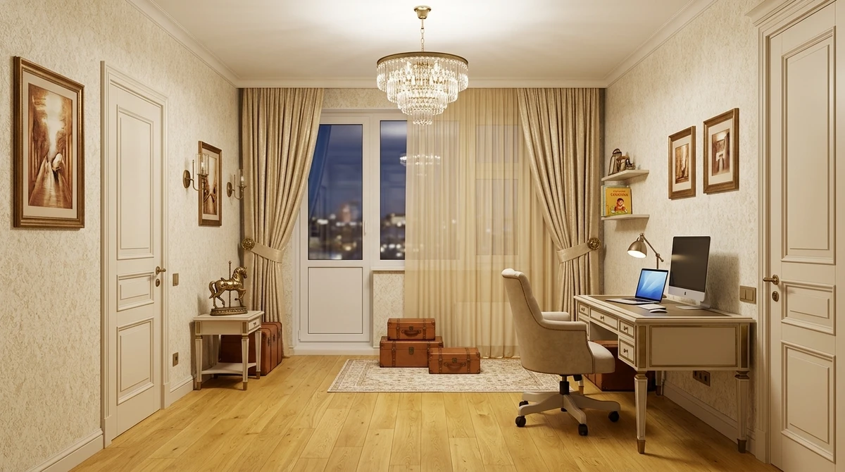 Дизайн кабинета в стиле Неоклассика — фото интерьера от нейросети RoomGPT