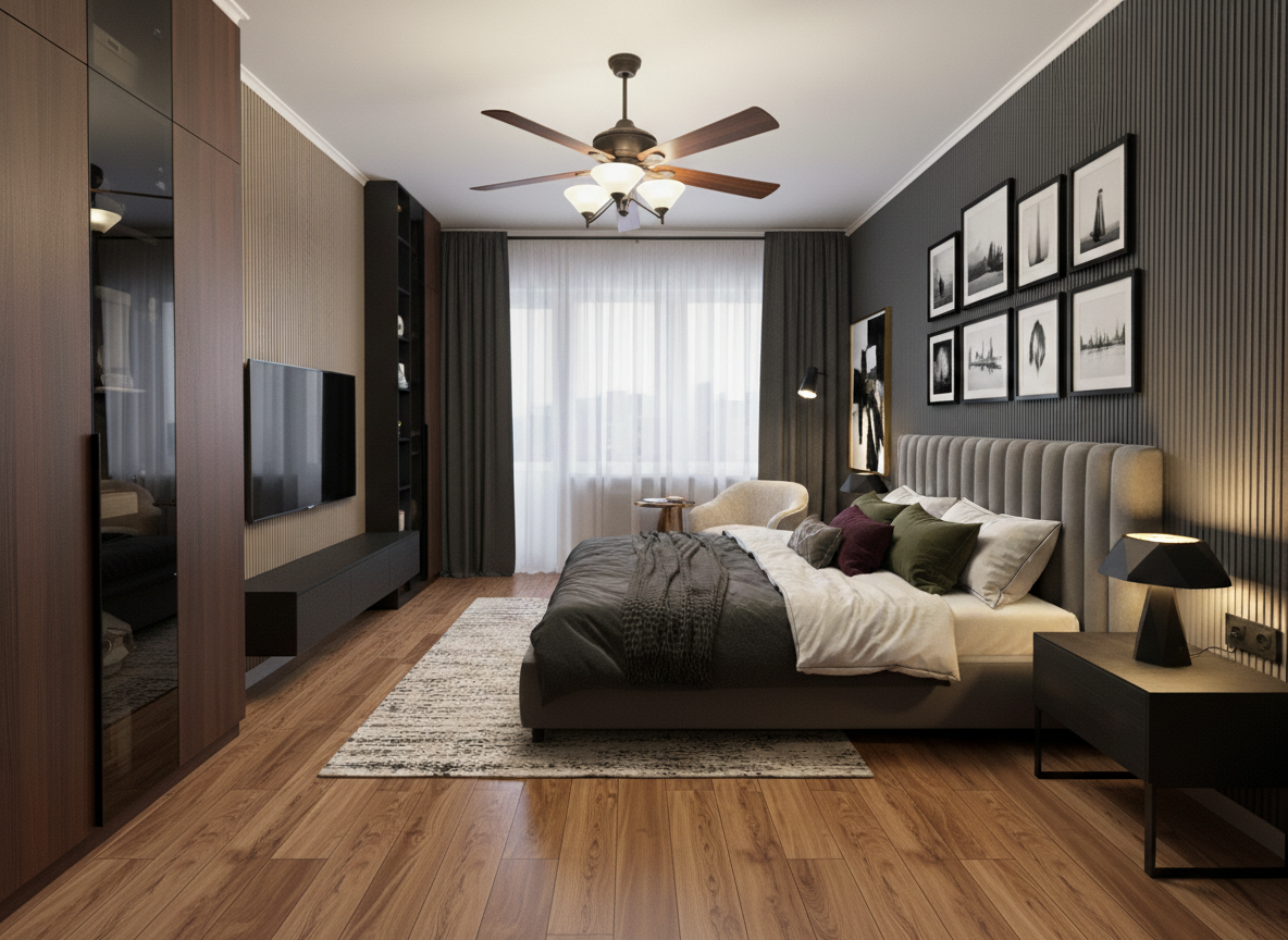 Дизайн спальни в стиле Лофт — фото интерьера от нейросети RoomGPT