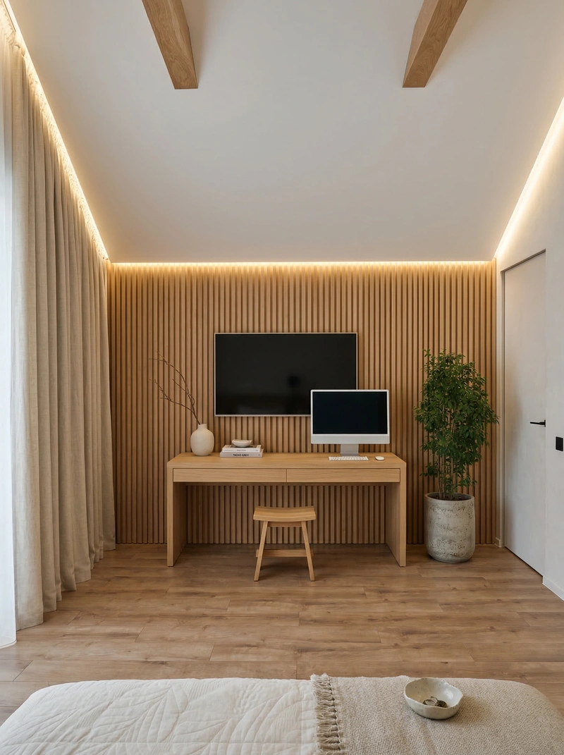 Дизайн спальни в стиле Japandi — фото интерьера от нейросети RoomGPT