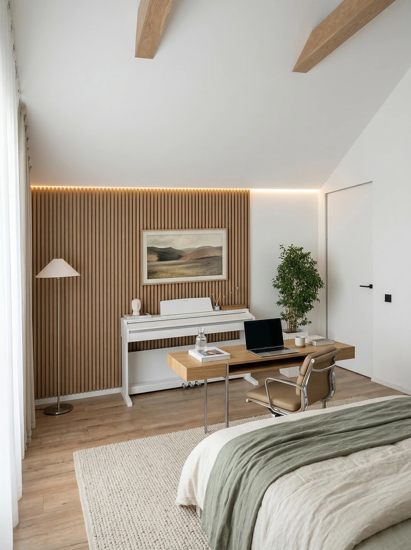 Дизайн спальни в стиле Сканди — фото интерьера от нейросети RoomGPT