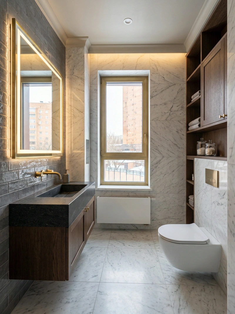 Дизайн интерьера в стиле Классика — Ванная от нейросети RoomGPT