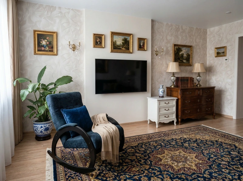 Дизайн интерьера в стиле Классика — Гостиная от нейросети RoomGPT