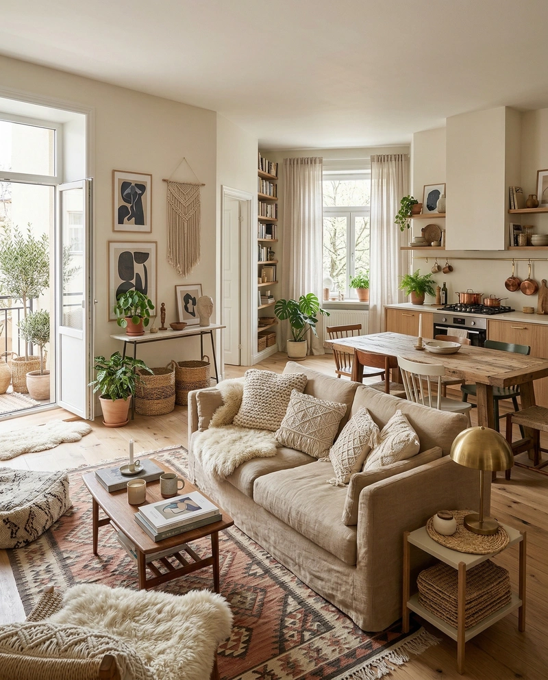 Дизайн гостиной в стиле Хюгге — фото интерьера от нейросети RoomGPT