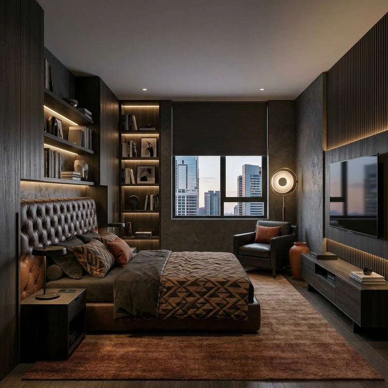 Дизайн интерьера в стиле Блэктэк — Спальня от нейросети RoomGPT