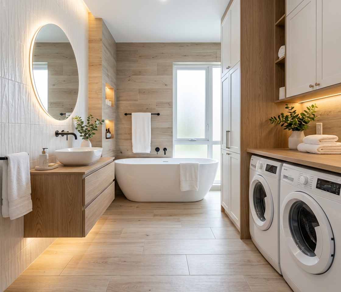 Дизайн ванной в стиле Сканди — фото интерьера от нейросети RoomGPT