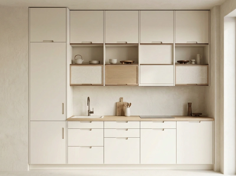 Дизайн кухни в стиле Japandi — фото интерьера от нейросети RoomGPT