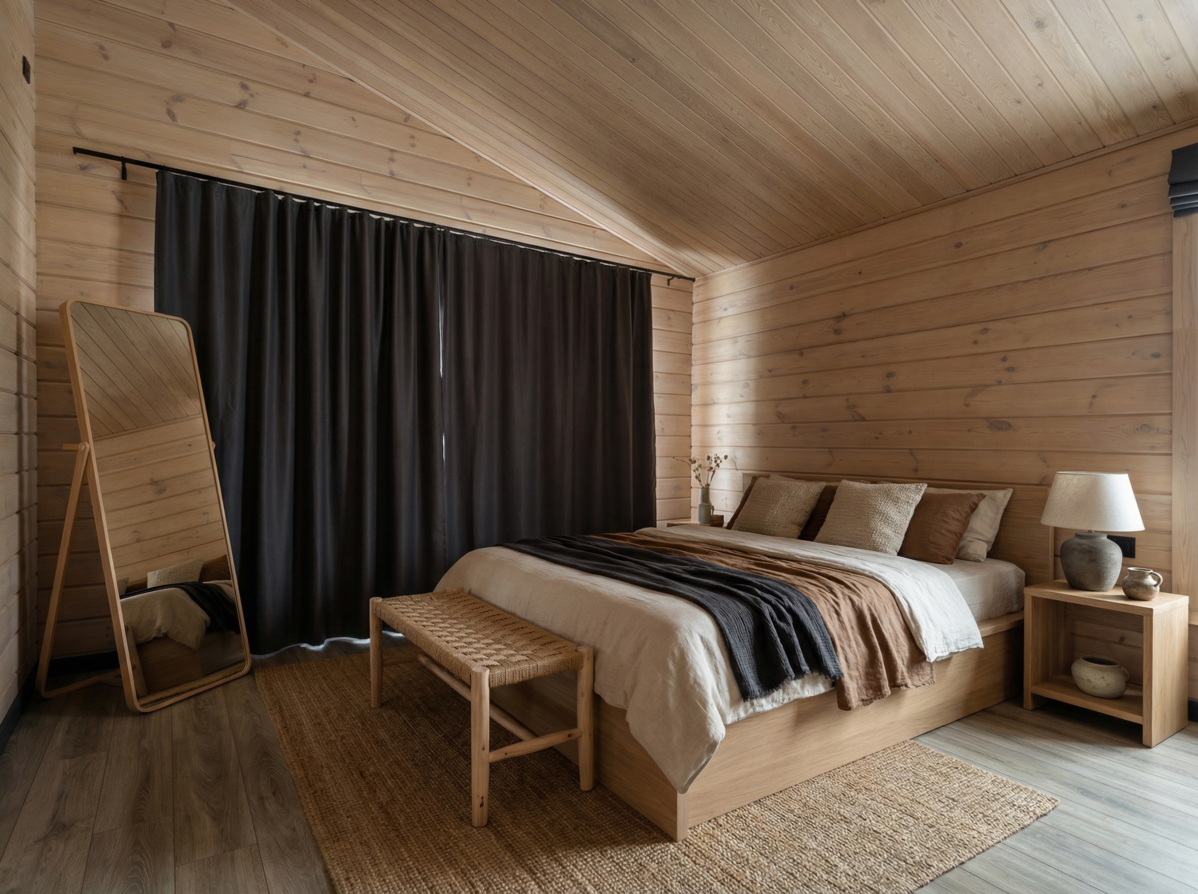 Дизайн спальни в стиле Japandi — фото интерьера от нейросети RoomGPT