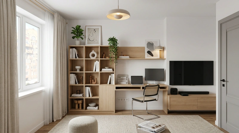 Дизайн гостиной в стиле Сканди — фото интерьера от нейросети RoomGPT