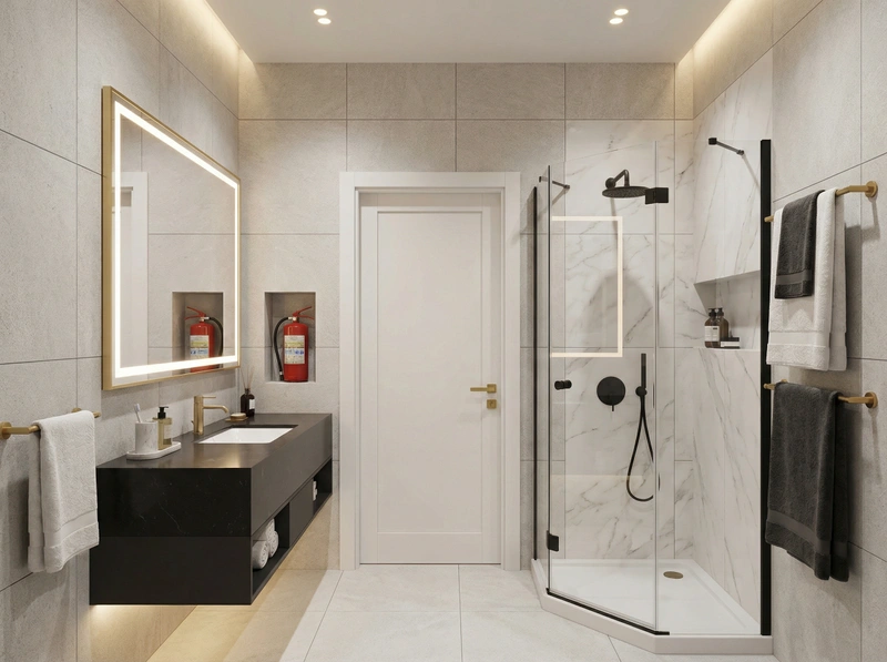 Дизайн интерьера в стиле Контемпорари — Ванная от нейросети RoomGPT