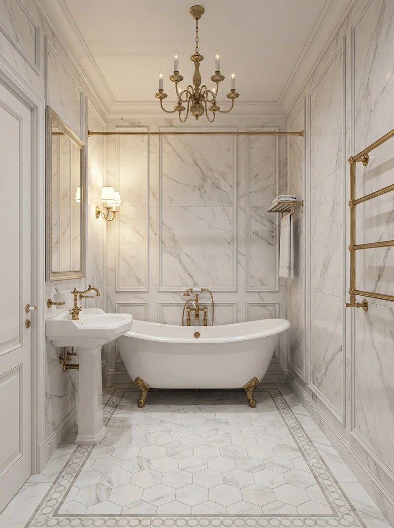 Дизайн интерьера в стиле Классика — Ванная от нейросети RoomGPT