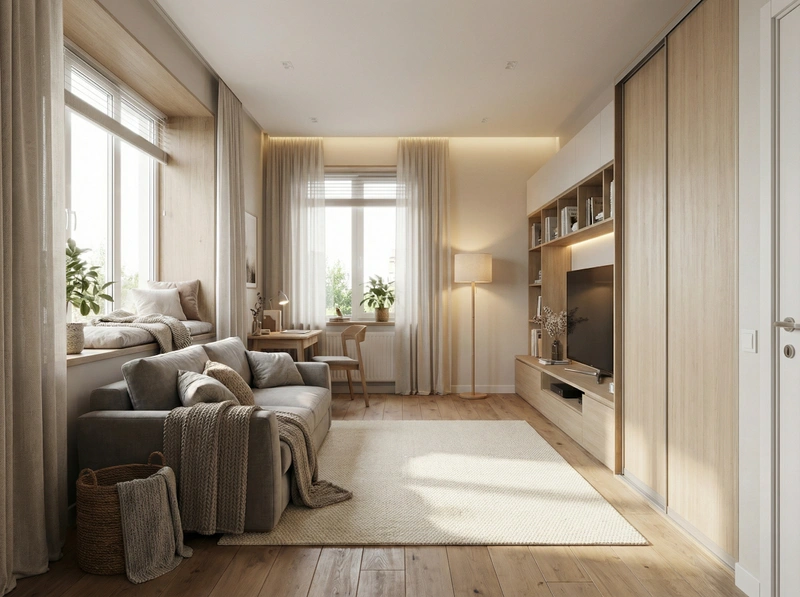 Дизайн интерьера в стиле Хюгге — Спальня от нейросети RoomGPT