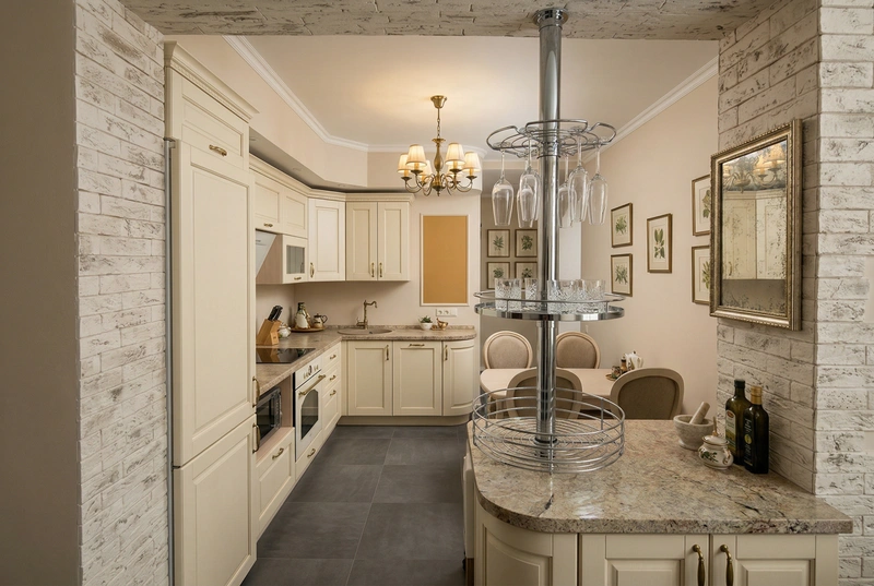 Дизайн кухни в стиле Классика — фото интерьера от нейросети RoomGPT