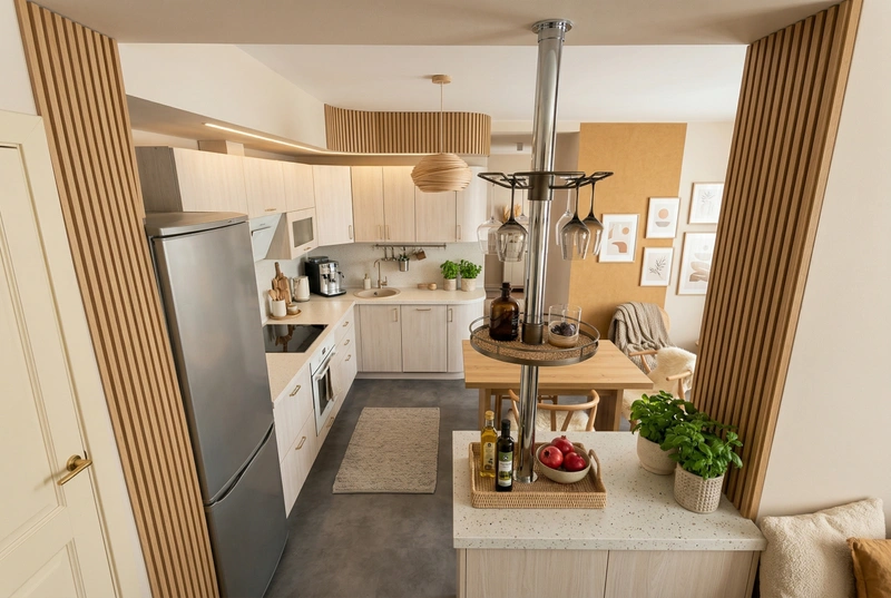 Дизайн кухни в стиле Хюгге — фото интерьера от нейросети RoomGPT