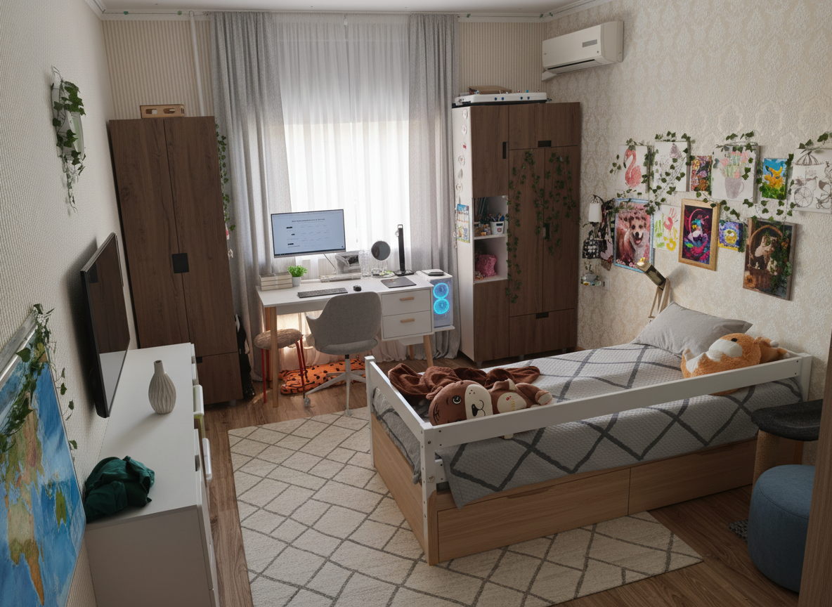 Дизайн детской в стиле Минимализм — фото интерьера от нейросети RoomGPT