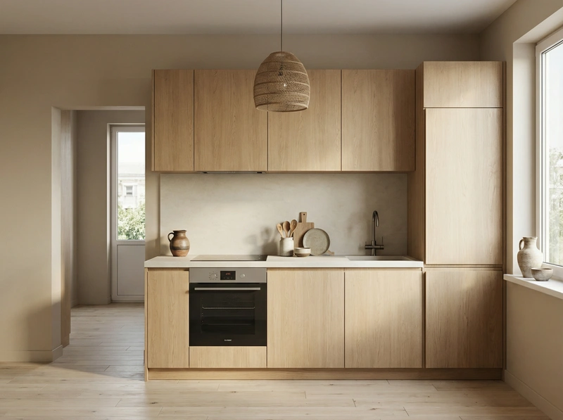 Дизайн кухни в стиле Japandi — фото интерьера от нейросети RoomGPT