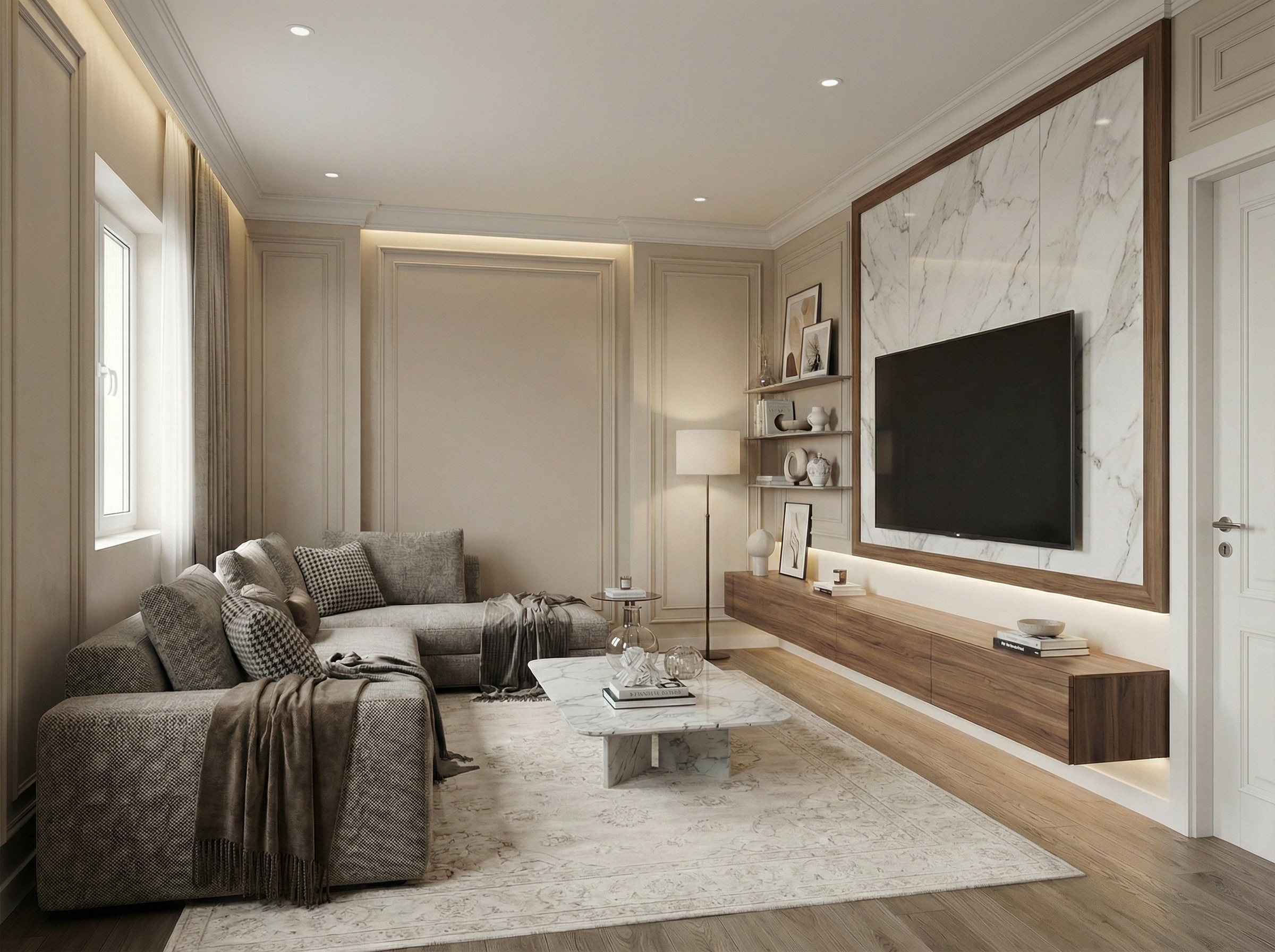 Дизайн гостиной в стиле Классика — фото интерьера от нейросети RoomGPT