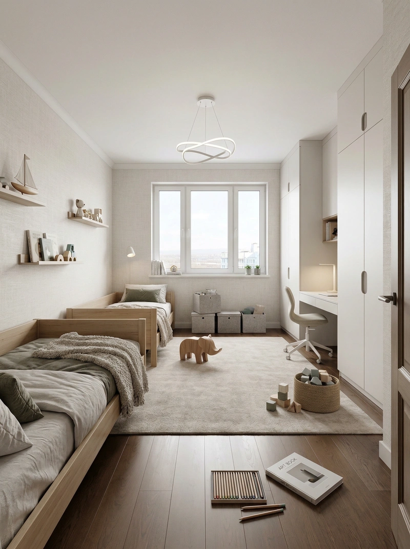 Дизайн детской в стиле Минимализм — фото интерьера от нейросети RoomGPT