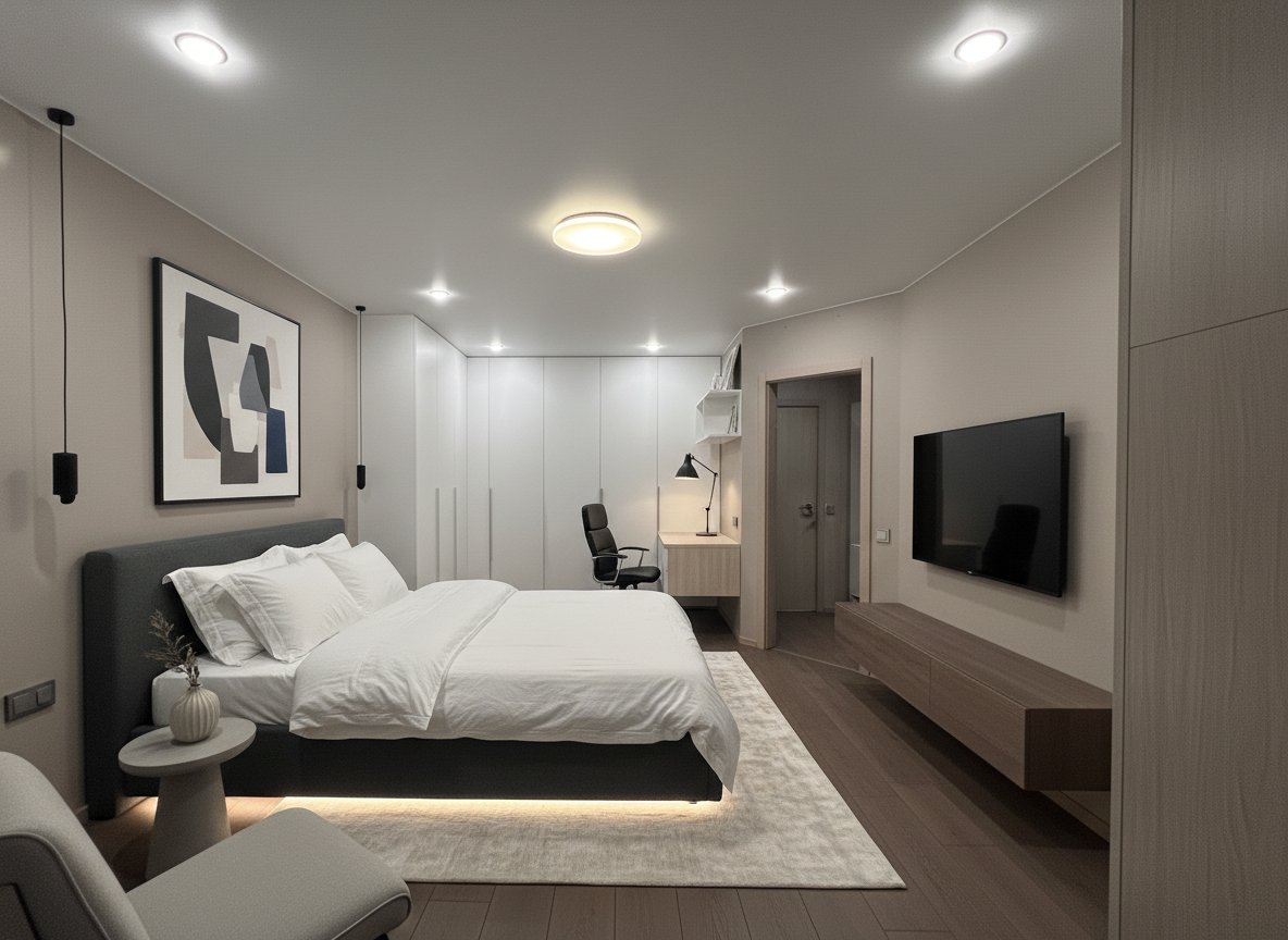 Дизайн спальни в стиле Минимализм — фото интерьера от нейросети RoomGPT