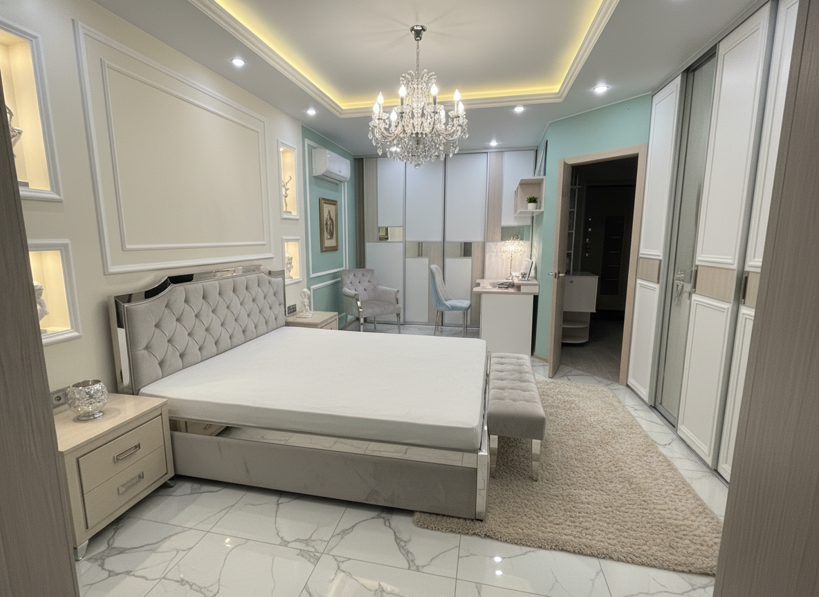 Дизайн спальни в стиле Классика — фото интерьера от нейросети RoomGPT