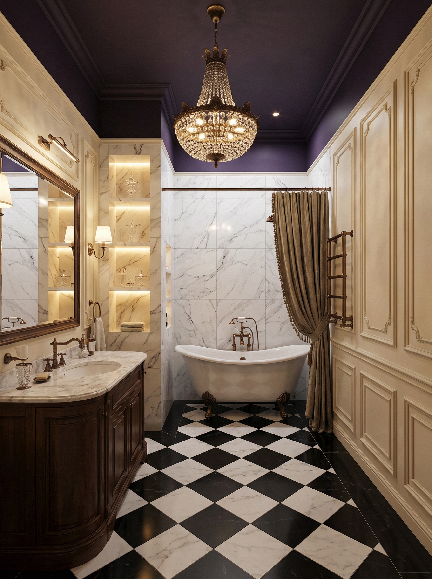 Дизайн ванной в стиле Классика — фото интерьера от нейросети RoomGPT