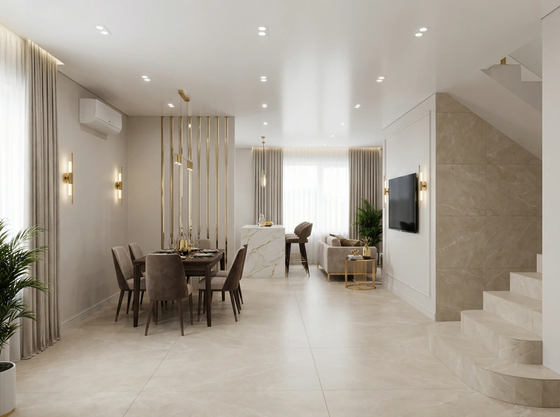 Дизайн интерьера в стиле Контемпорари — Гостиная от нейросети RoomGPT