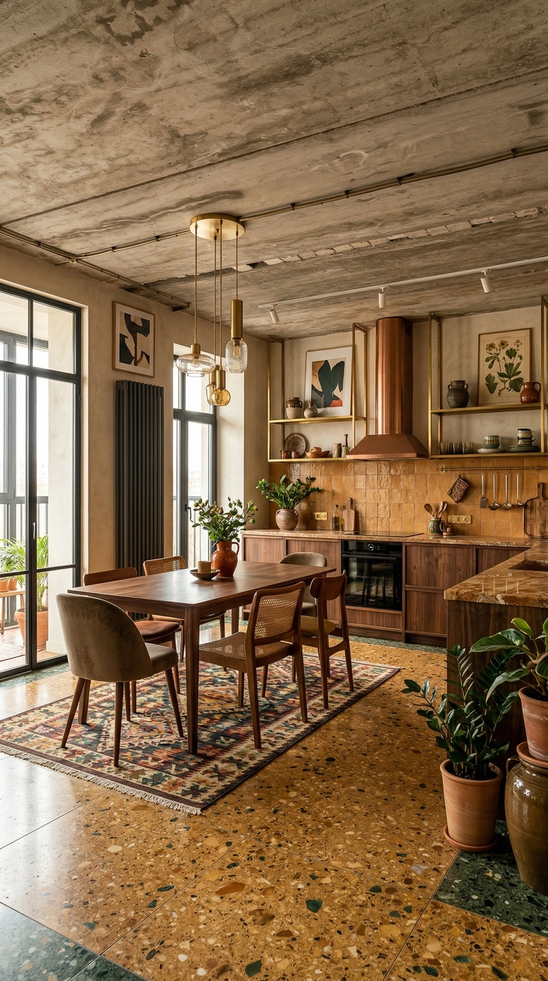 Дизайн кухни в стиле Эклектика — фото интерьера от нейросети RoomGPT