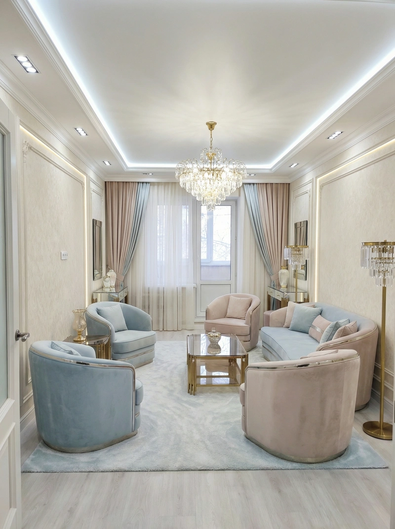 Дизайн интерьера в стиле Неоклассика — Гостиная от нейросети RoomGPT