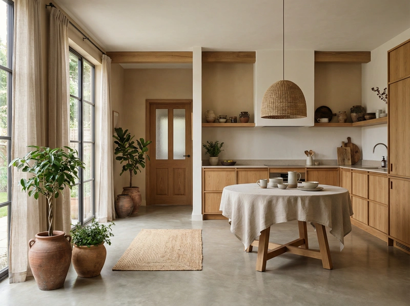 Дизайн кухни в стиле Japandi — фото интерьера от нейросети RoomGPT