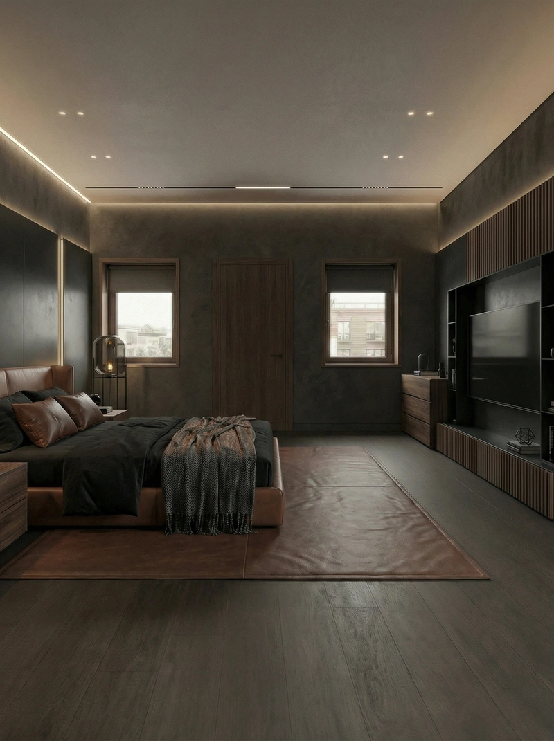 Дизайн интерьера в стиле Блэктэк — Спальня от нейросети RoomGPT