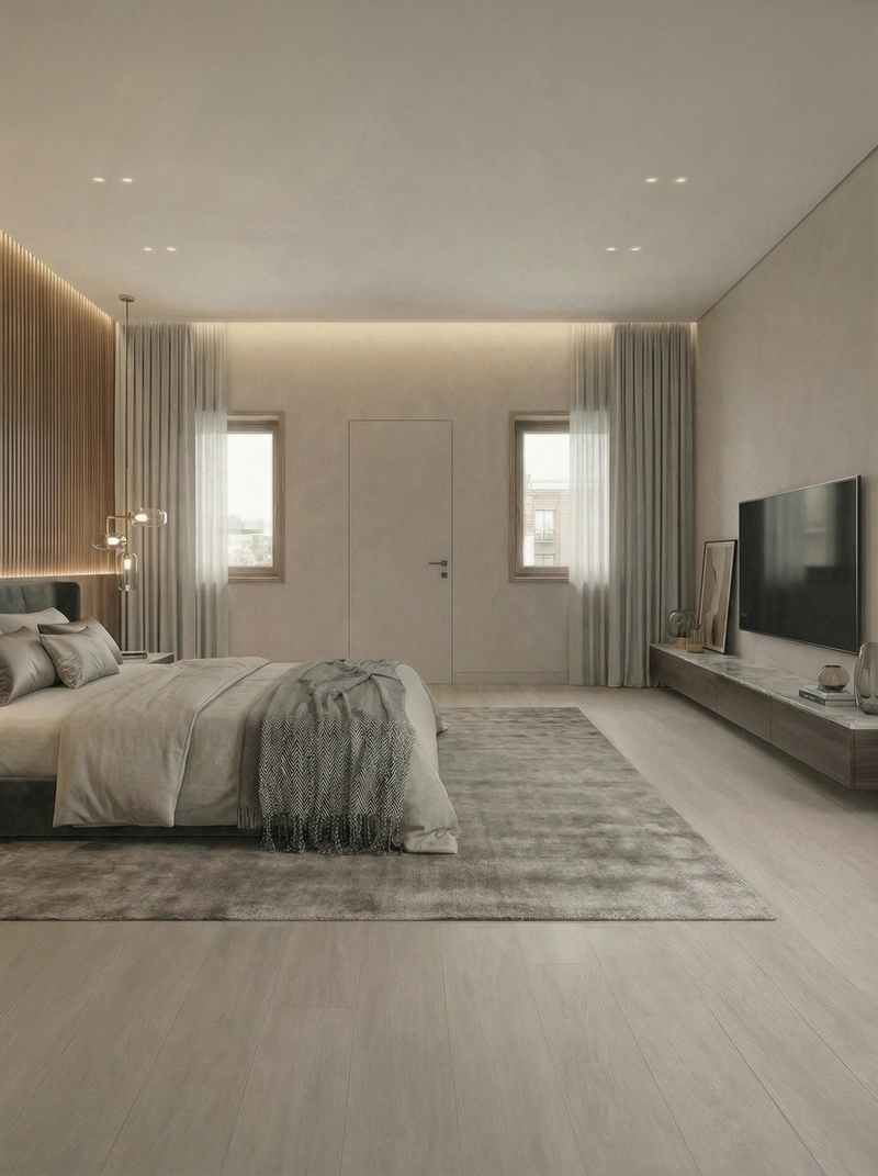 Дизайн интерьера в стиле Контемпорари — Спальня от нейросети RoomGPT