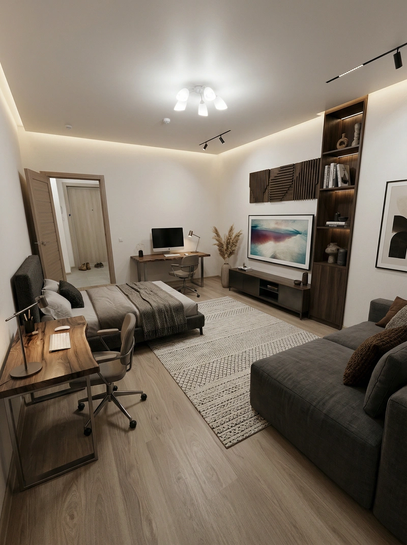 Дизайн интерьера в стиле Лофт — Гостиная от нейросети RoomGPT