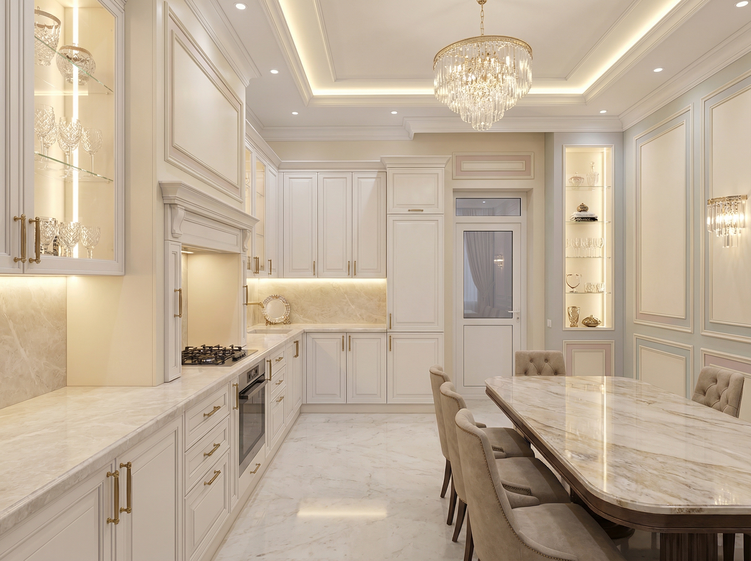Дизайн кухни в стиле Классика — фото интерьера от нейросети RoomGPT