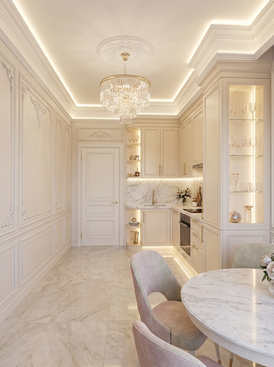 Дизайн кухни в стиле Классика — фото интерьера от нейросети RoomGPT