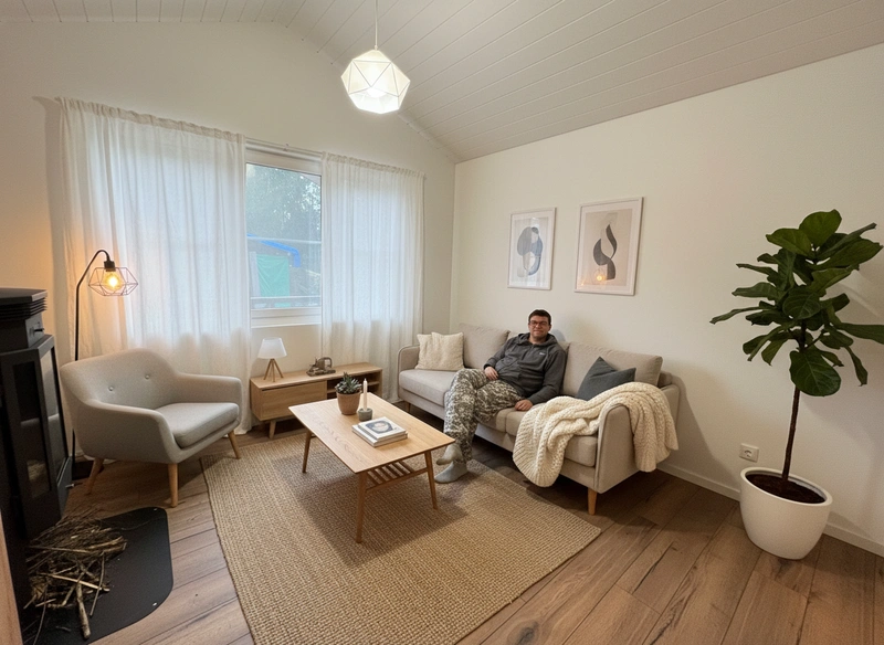 Дизайн интерьера в стиле Хюгге — Гостиная от нейросети RoomGPT