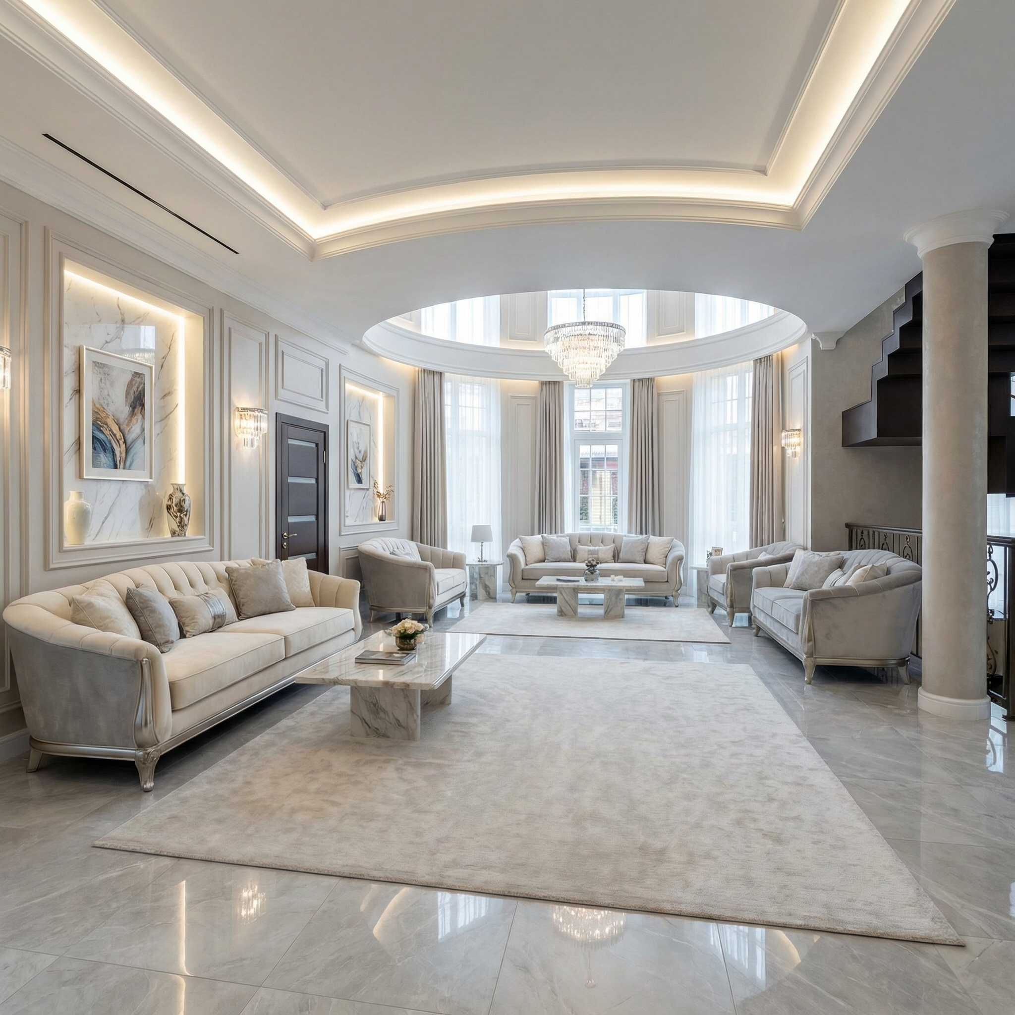 Дизайн гостиной в стиле Классика — фото интерьера от нейросети RoomGPT