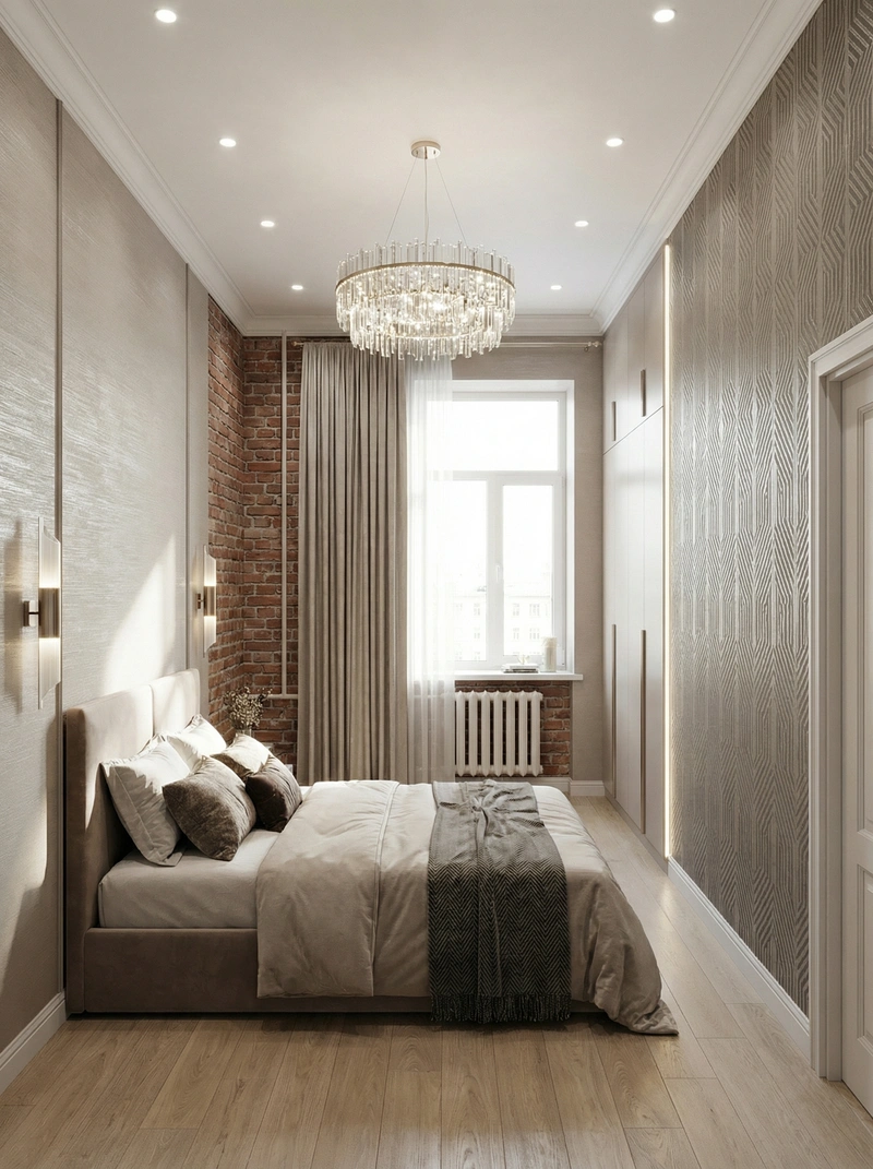 Дизайн интерьера в стиле Контемпорари — Спальня от нейросети RoomGPT