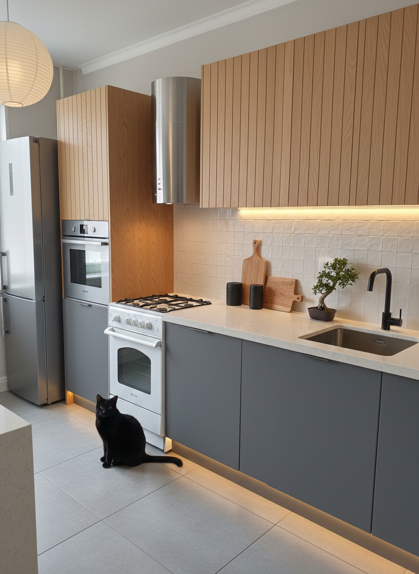 Дизайн кухни в стиле Japandi — фото интерьера от нейросети RoomGPT