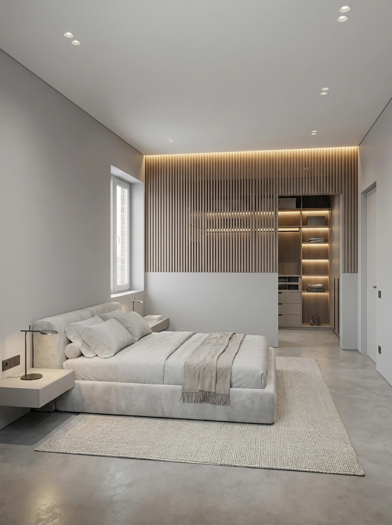 Дизайн спальни в стиле Минимализм — фото интерьера от нейросети RoomGPT