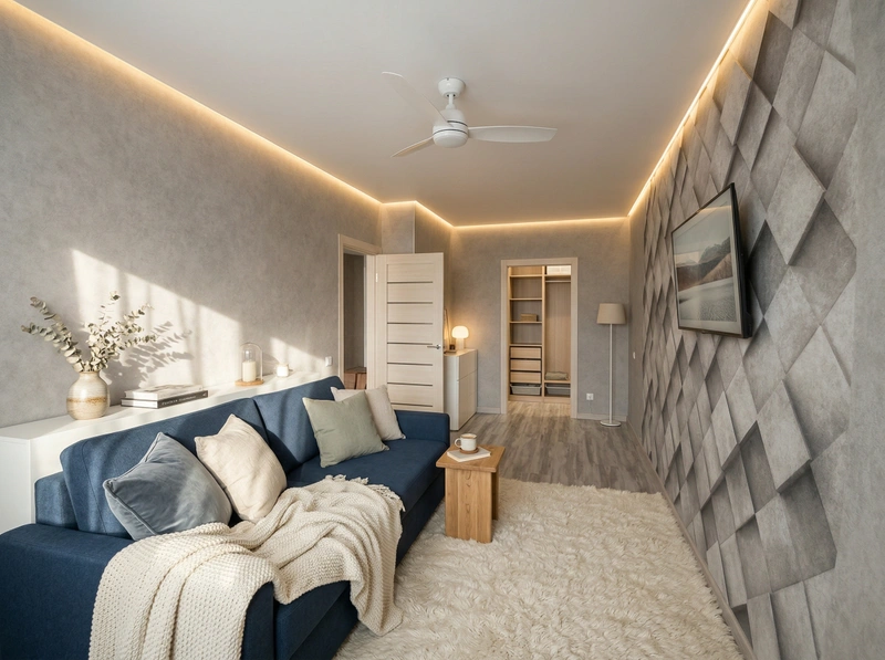 Дизайн гостиной в стиле Хюгге — фото интерьера от нейросети RoomGPT