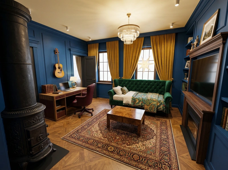 Дизайн интерьера в стиле Британский — Гостиная от нейросети RoomGPT