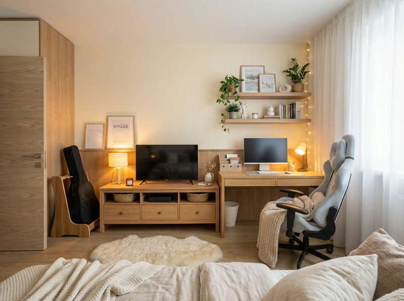 Дизайн интерьера в стиле Хюгге — Спальня от нейросети RoomGPT