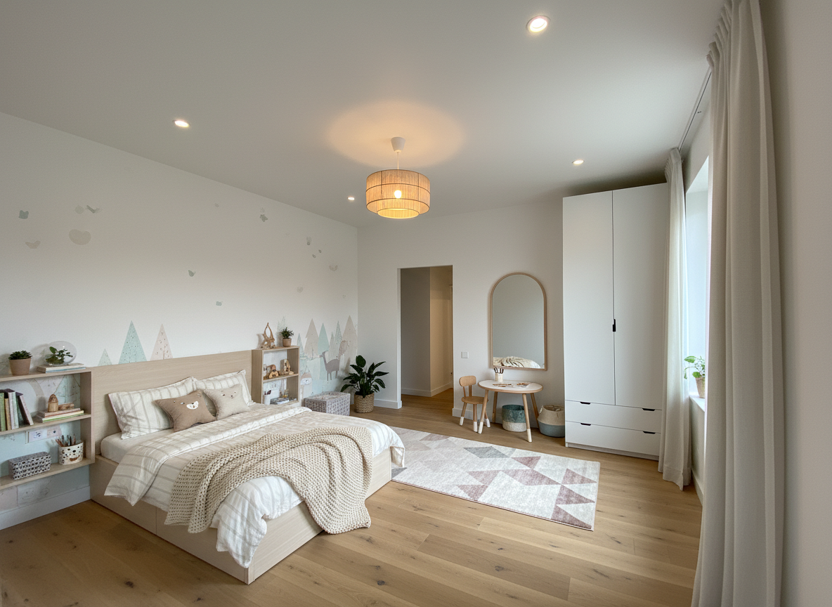 Дизайн детской в стиле Сканди — фото интерьера от нейросети RoomGPT