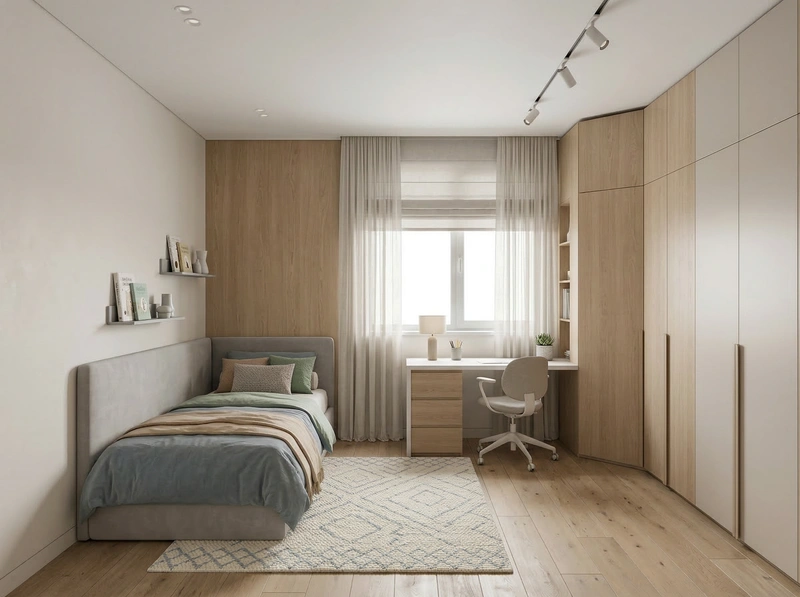 Дизайн детской в стиле Минимализм — фото интерьера от нейросети RoomGPT