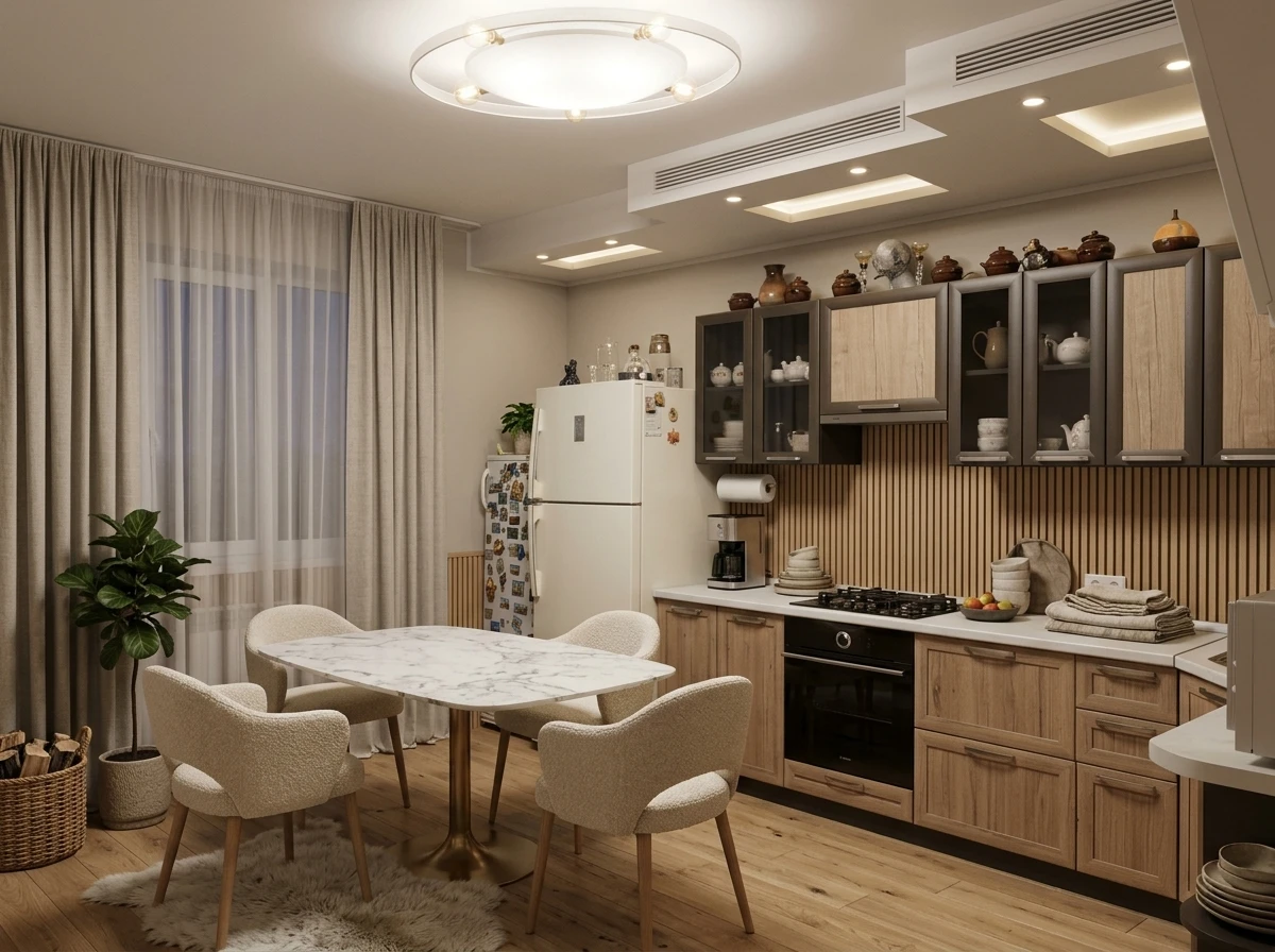 Дизайн кухни в стиле Хюгге — фото интерьера от нейросети RoomGPT