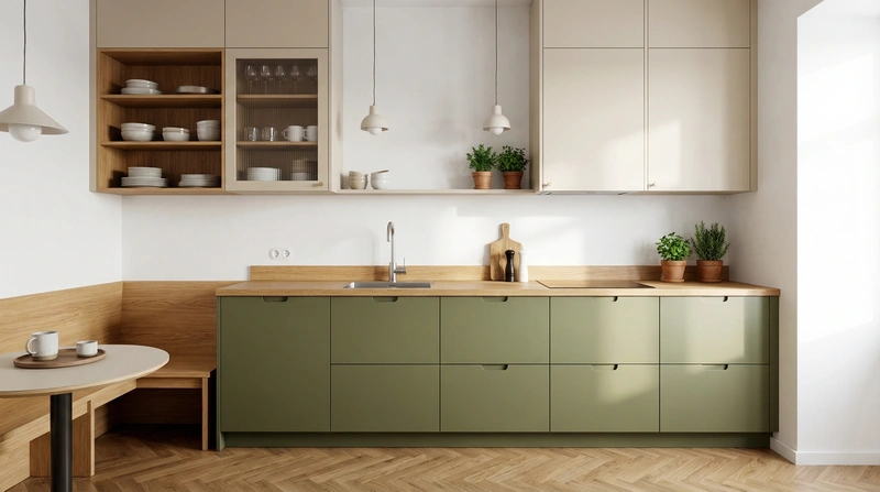 Дизайн кухни в стиле Сканди — фото интерьера от нейросети RoomGPT