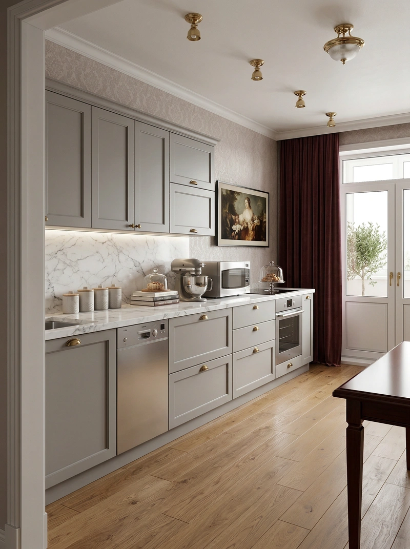 Дизайн интерьера в стиле Классика — Кухня от нейросети RoomGPT