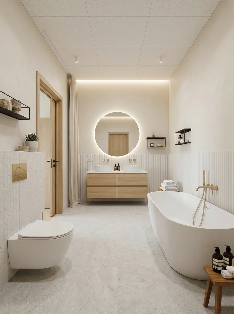 Дизайн ванной в стиле Сканди — фото интерьера от нейросети RoomGPT