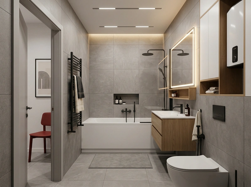 Дизайн ванной в стиле Минимализм — фото интерьера от нейросети RoomGPT