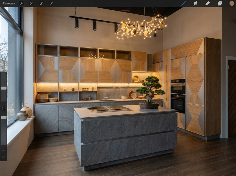 Дизайн кухни в стиле Классика — фото интерьера от нейросети RoomGPT