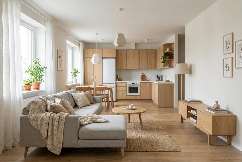 Дизайн интерьера в стиле Хюгге — Гостиная от нейросети RoomGPT